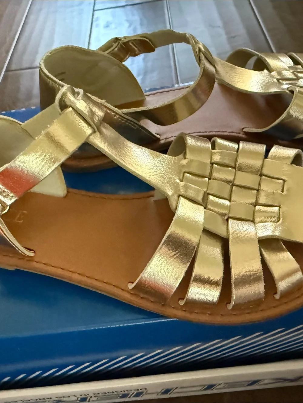 Place Cream and Tan Strappy Sandals